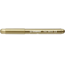 Fixka Stabilo Trio DECO v zlatej metalíze s motívom hviezd, ergonomickým trojhranným tvarom a označením CE.