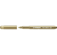 Fixka Stabilo Trio DECO metalická zlatá s odobratým uzáverom a označením CE.