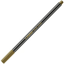 Fixka Stabilo Pen 68 metallic so šesťhranným telom a zlatým uzáverom.