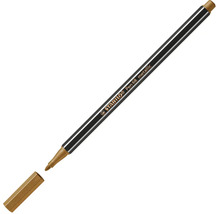 Fixka Stabilo Pen 68 metallic so zlatým vláknovým hrotom a šesťhranným telom. Uzáver je zložený.