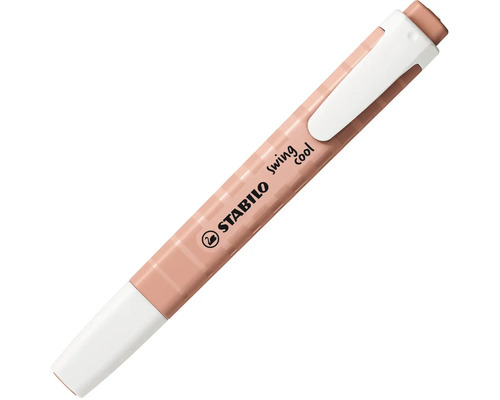 Zvýrazňovač STABILO swing cool v pastelovej oranžovej farbe s klipom.