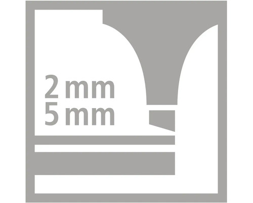 Symbol pre šírku stopy 2 milimetre a 5 milimetrov