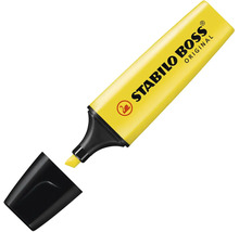 Žltý zvýrazňovač Stabilo Boss Original s otvoreným vrchnákom.