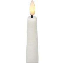 Biela LED tyčová sviečka z pravého vosku s LED svetlom v tvare plameňa.