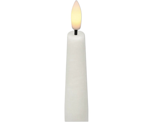 Biela LED tyčová sviečka z pravého vosku s LED svetlom v tvare plameňa.