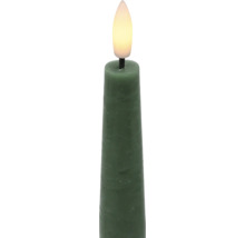 LED tyčová sviečka z pravého vosku v zelenej farbe s mihotavým LED plameňom.
