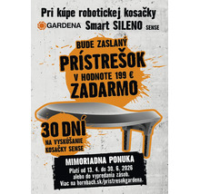 Gardena Logo. Reklamný banner na robotickú kosačku Smart SILENO SENSE s prístreškom zadarmo a 30 dňami na vyskúšanie.