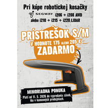 Segway Logo a ponuka na bezplatný prístrešok k nákupu vybraných modelov robotických kosačiek Segway.