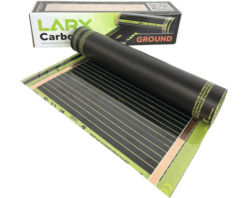 Infračervená vykurovacia fólia Larx Carbon Ground pre podlahové kúrenie s obalom produktu.