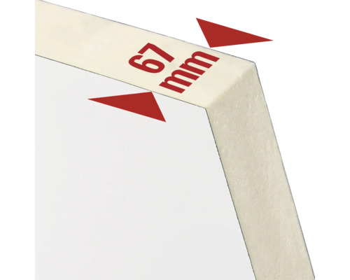 Detailný záber dosky s hrúbkou 67 milimetrov.