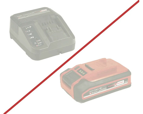Štartovacia sada Einhell Power X-Change s 18 Volt 4,0 Ampérhodinovým Lítium-Iónovým akumulátorom a zodpovedajúcou nabíjačkou.