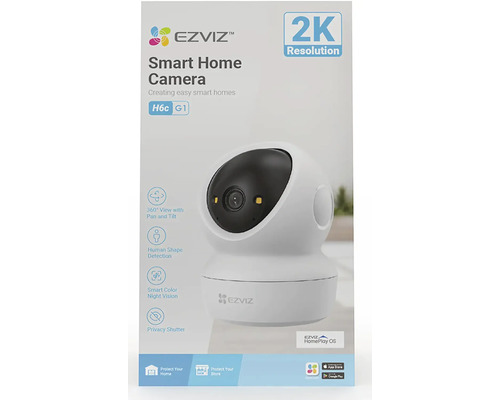 Inteligentná domáca kamera EZVIZ H6c G1 s rozlíšením 2K, 360-stupňovým otáčaním a nakláňaním, detekciou osôb a farebným nočným videním.