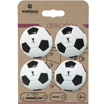 Walteco Logo. Nábytkové úchytky s motívom futbalovej lopty, sada štyroch kusov, vrátane skrutiek M4 pre zásuvky a skrinky.