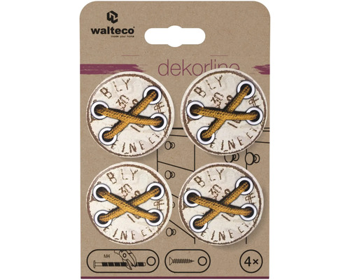 Walteco Logo, sada 4 okrúhlych nábytkových gombíkov dekorline s motívom skríženej šnúry vo vintage štýle, vrátane skrutiek M4.