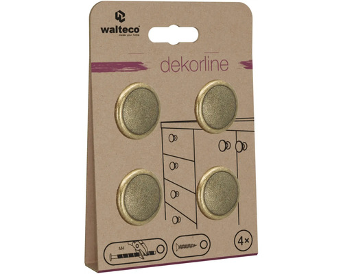 Nábytkové gombíky Walteco dekorline, sada 4 kusov, okrúhle, štruktúrované, závit M4.