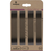 Walteco Logo, štyri ploché kovové nábytkové úchytky na skrinky, vrátane skrutiek M4, séria dekorline.