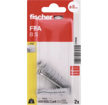 Fischer Logo. Fischer univerzálna hmoždinka FFA 8 S so zápustnou skrutkou, priemer 8 milimetrov, dĺžka 50 milimetrov, 2 kusy, z nylonu.