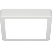 Štvorcové LED stropné svietidlo v bielej farbe so zaoblenými rohmi, plochý panel na montáž na strop alebo stenu.
