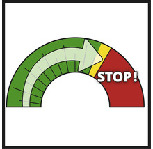 Ukazovateľ so šípkou priebehu a signálom stop.