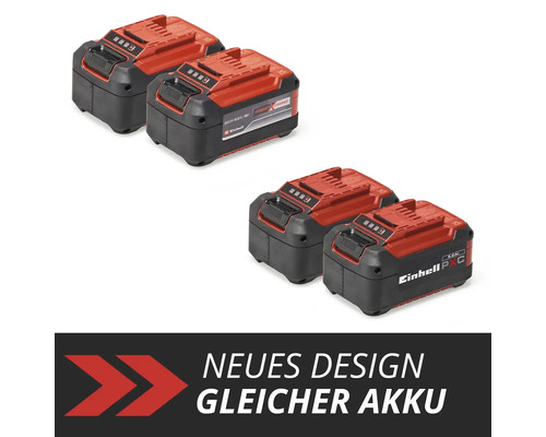 Akumulátory Einhell Power X-Change, 18 Volt, 5,2 Ampérhodín, Lítiovo-iónové, porovnanie starého a nového dizajnu pri rovnakej technológii batérie.