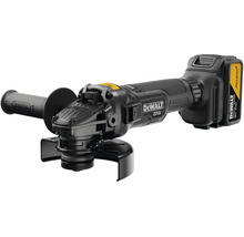 Akumulátorová uhlová brúska DeWalt 18 Volt Special Edition s prídavnou rukoväťou a akumulátorom, bez kotúča.