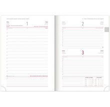 Otvorený diár s denným prehľadom na január, linkovaný papier, prehľadné usporiadanie pre organizáciu času.