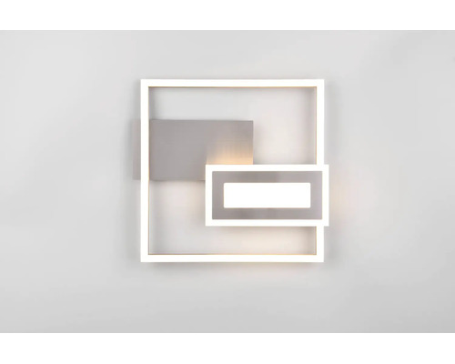 Moderné LED nástenné svietidlo so štvorcovým rámom a geometrickými kovovými prvkami