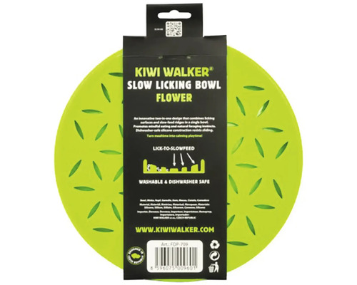 Lízacia miska Kiwi Walker Flower zo silikónu pre domáce zvieratá, protišmyková a vhodná do umývačky riadu.