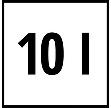 Symbol s uvedeným objemom 10 litrov.