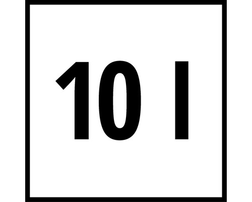 Symbol s uvedeným objemom 10 litrov.