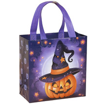 Halloweenska nákupná taška z plastu s motívom tekvice a čarodejníckeho klobúka