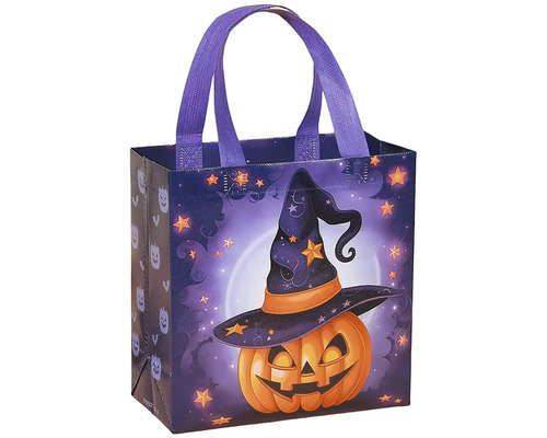Halloweenska nákupná taška z plastu s motívom tekvice a čarodejníckeho klobúka