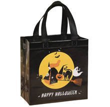 Halloweenska nákupná taška s motívom čarodejnice a mačky