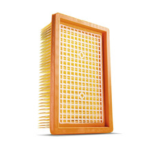 Obdĺžnikový vzduchový filter pre záhradnú techniku so skladaným filtračným materiálom a pevným rámom