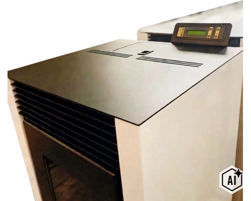 Peletové kachle s ovládacím panelom a ventilačnými otvormi (Image AI modified or generated)