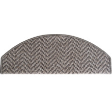 Polkruhová nášľapná rohož na schody so štruktúrovaným povrchom a obšitým okrajom