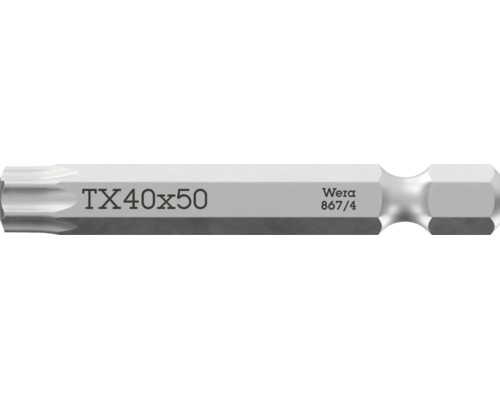 Skrutkovací bit Wera Torx TX 40 krát 50 milimetrov z ocele