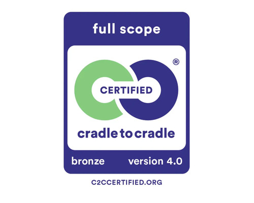 Certifikát Cradle to Cradle bronzovej úrovne verzie 4.0 pre udržateľné obehové hospodárstvo.