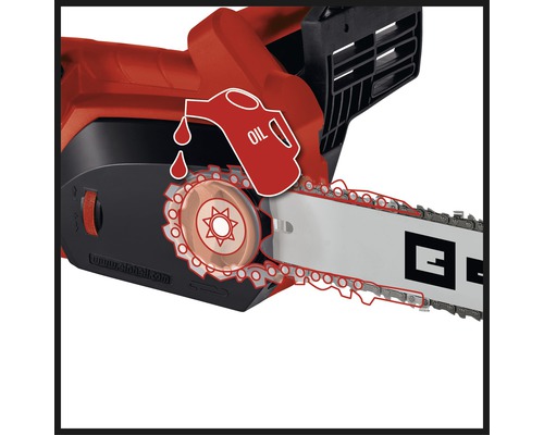Reťazová píla so symbolom olejničky pre automatické mazanie reťaze