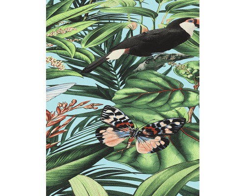 Tapeta so vzorom vtákov, motýľov a rastlín