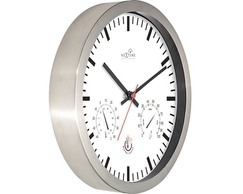 Nástenné hodiny s integrovaným teplomerom a vlhkomerom