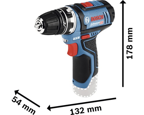 Akumulátorový vŕtací skrutkovač Bosch s rozmermi