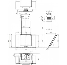 Technický nákres odsávača pár s rozmermi