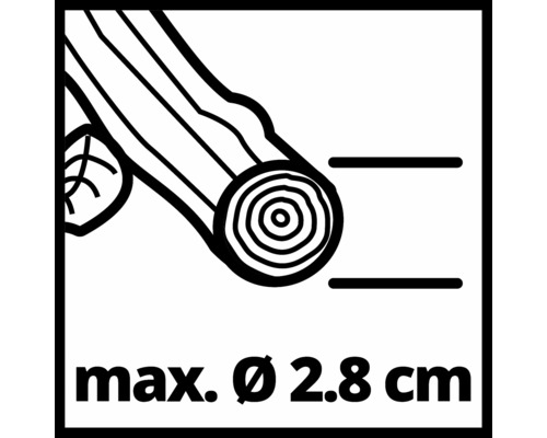 Symbol: Maximálny priemer dreva 2,8 centimetrov