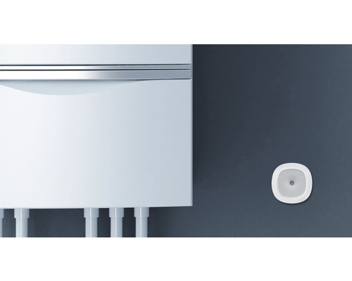 Biely kotol s hlásičom dymu na stene