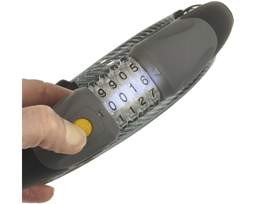 Káblový zámok s číselným kódom a rukou