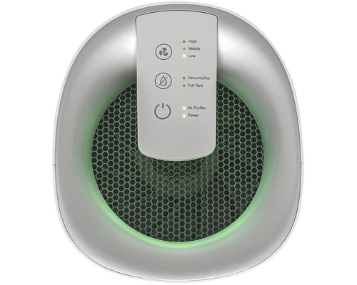 Čistička vzduchu s ovládacím panelom pre rýchlosť ventilátora, odvlhčovač a indikátor napájania