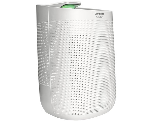 Biely čistič vzduchu s otvormi pre lepšiu cirkuláciu vzduchu.