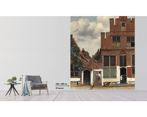 Nástenná maľba s historickou pouličnou scénou, rozmer 243 x 280 cm