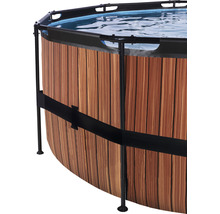 Nadzemný bazén rámový EXIT Wood Pool ø488 x 122 cm design drevo s pieskovou filtráciou a rebríkom